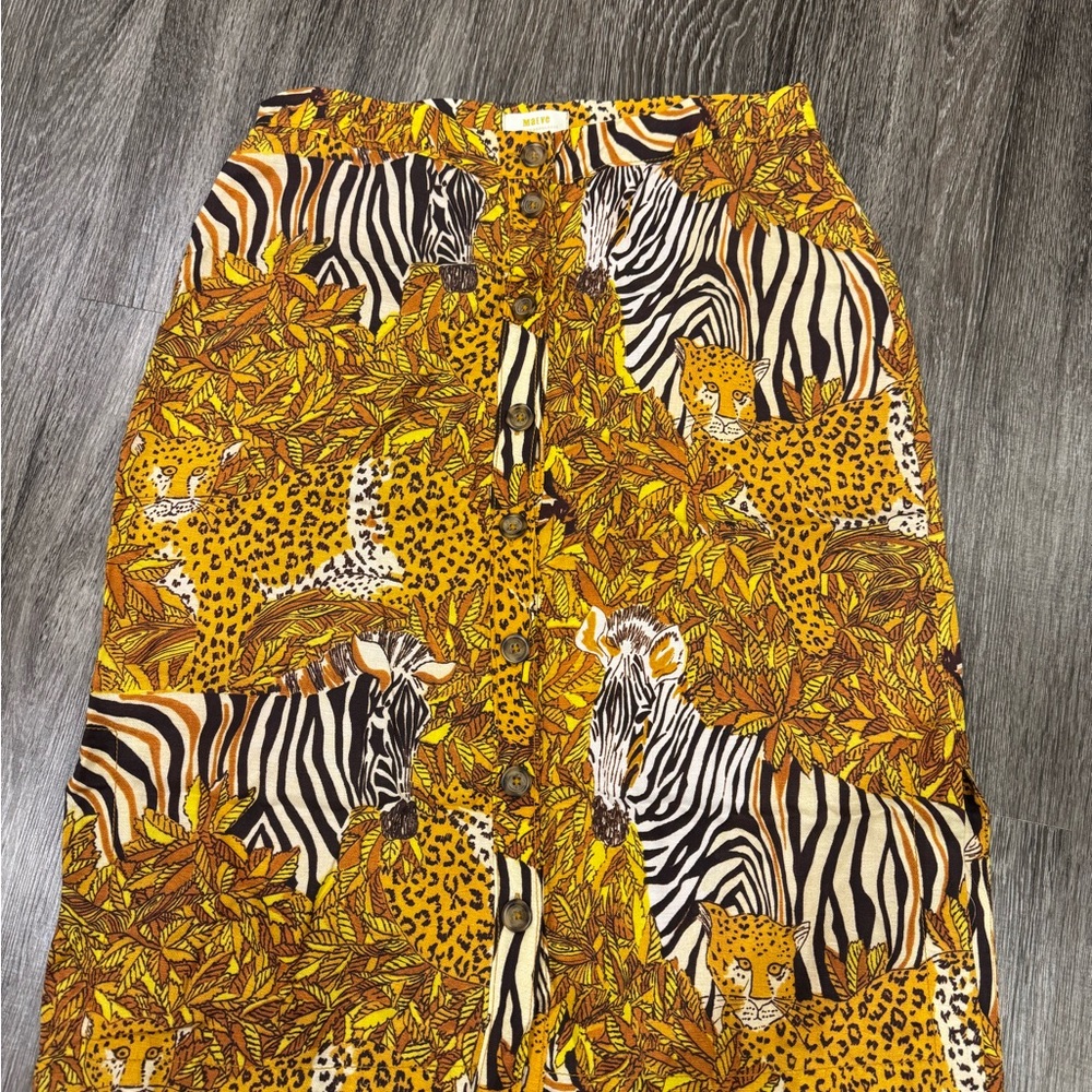 Anthropologie Maeve tropical jungle Orange and Brown Skirt